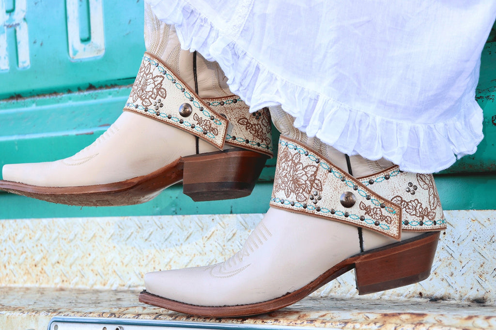 Cowboy Boot Accessories Leather Boot Harness Lassos Hummingbird White