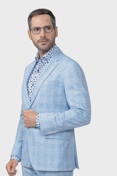 7 Downie Street Blazer Light Blue Plaid Stretch Nantucket Sports Coat 40 / R 7 Downie Street Blazer Light Blue Plaid Stretch Nantucket Sports Coat 40 / R