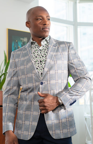 Downie Street Banff Plaid Sports Jacket Gray Blazer – Saratoga