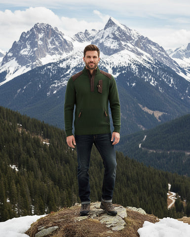 Alps & Meters Men's 100 % Mongolian Cashmere Alpine Guide Sweater 100029