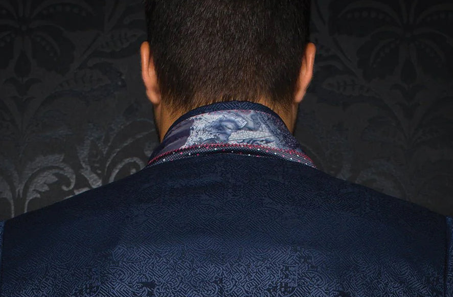 Au Noir William Jacquard Blazer Navy