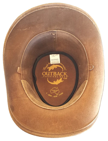 OUTBACK SURVIVAL GEAR DISTRESSED  BONE LEATHER COWBOY HAT - S - NWT ! ? AussieLeatherHatbyOutbackSurvi  main image 2