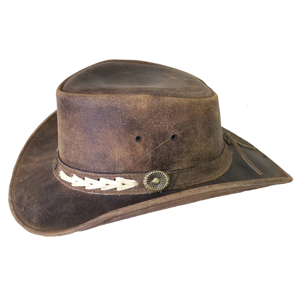 Australian Country Outfitters Leather Hat Outback Survival Gear Broken Hill Leather Hat