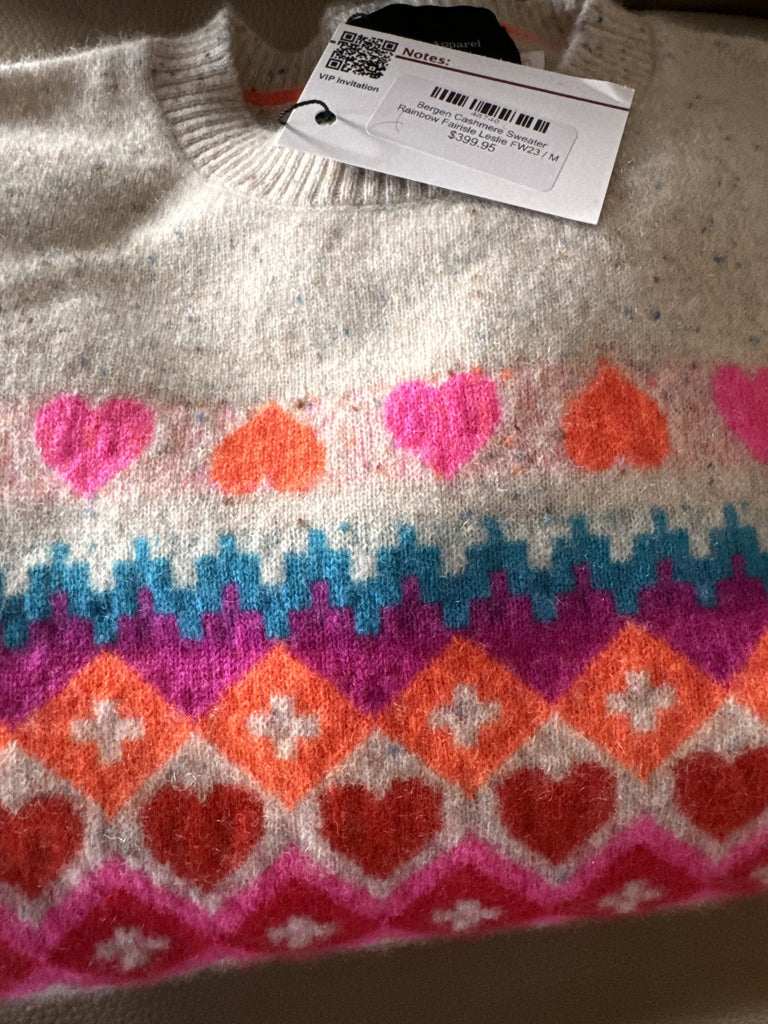 Bergen Of Norway Cashmere Sweater Rainbow Fairiste Leslie Hearts FW25