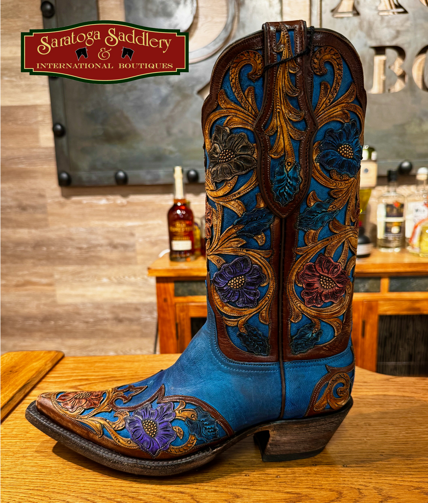 Black Jack Women's LHT1418 Blue Tooled Boots SS24