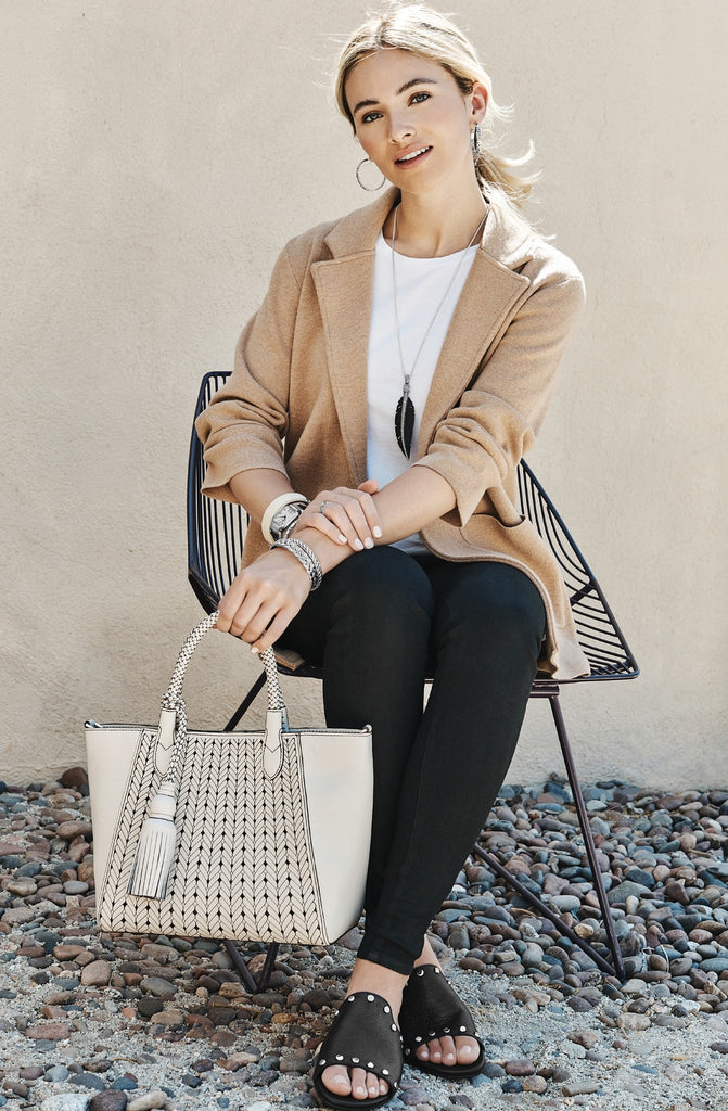 Women's Leather Tote Bag in Cream Luggage Andretta by Brighton H37358