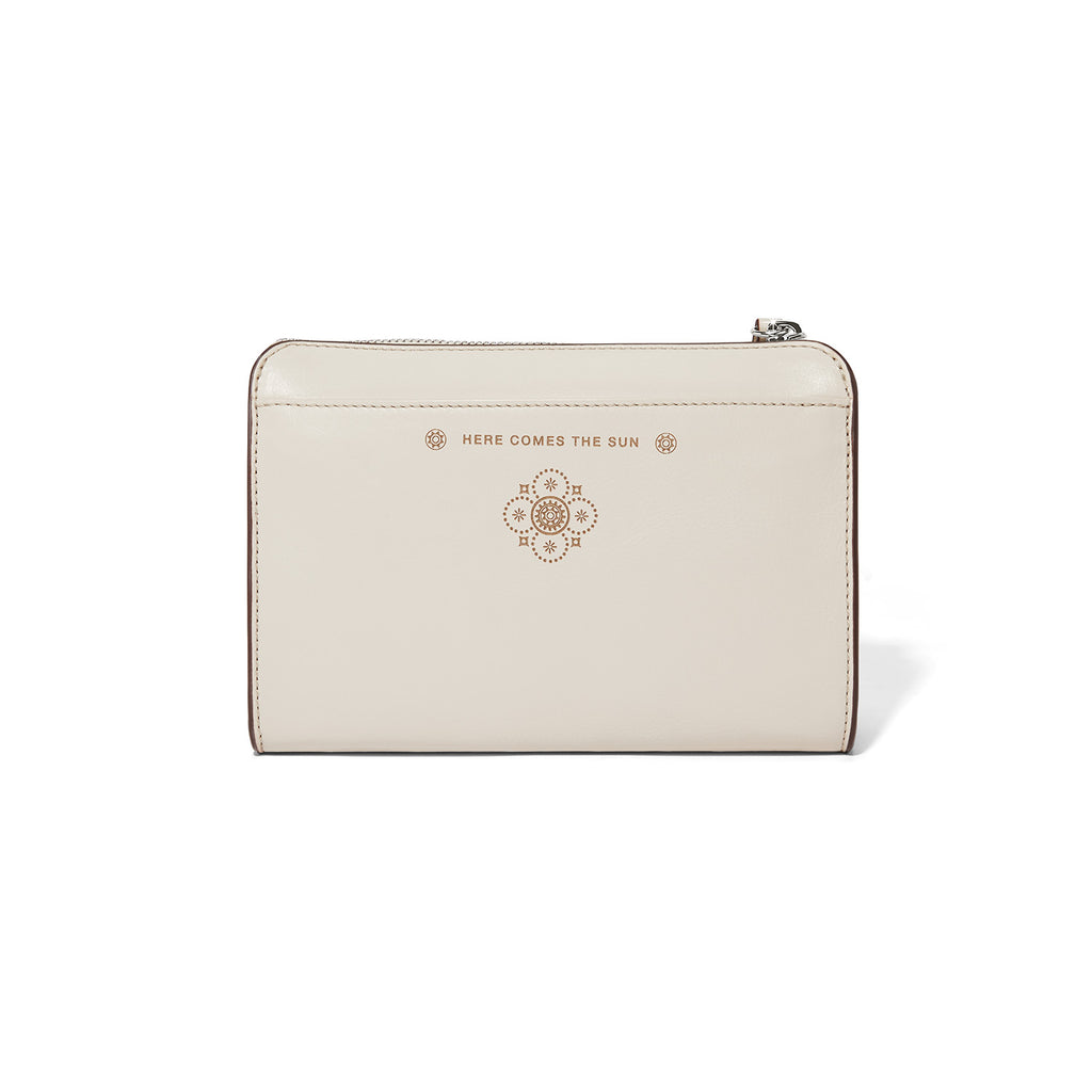 Brighton Cream White Mosaic Pouch Leather Handbag E55592