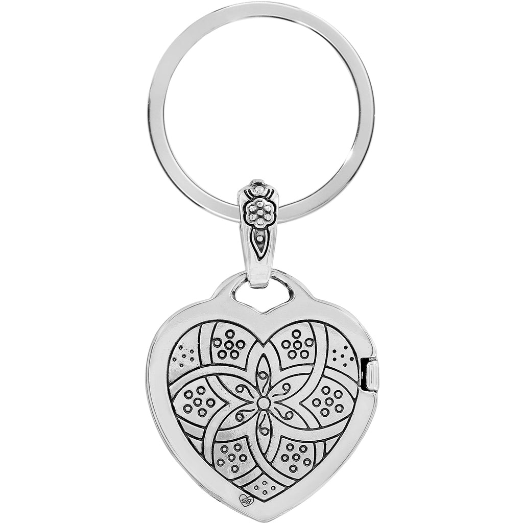 Brighton Floral Heart Key Fob – Silver Plated Locket Keychain (E12192)