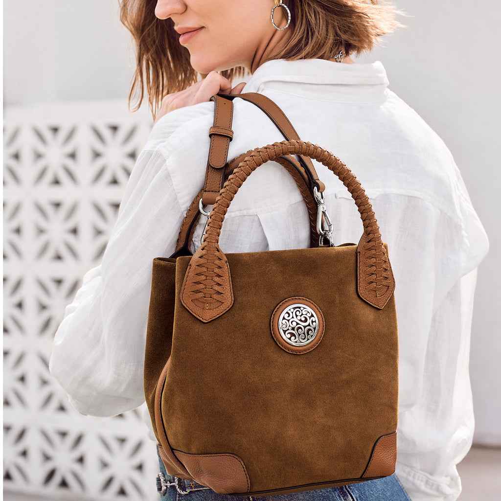 Brighton Reina Medium Leather Tote Bag – Luggage Brown Artisan Design (H44188)