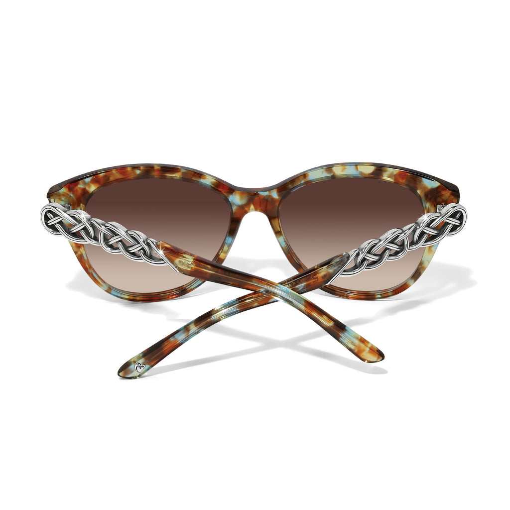 Brighton Women's Cat Eye Silver Blue Havana Sunglasses Interlok Braid A13467