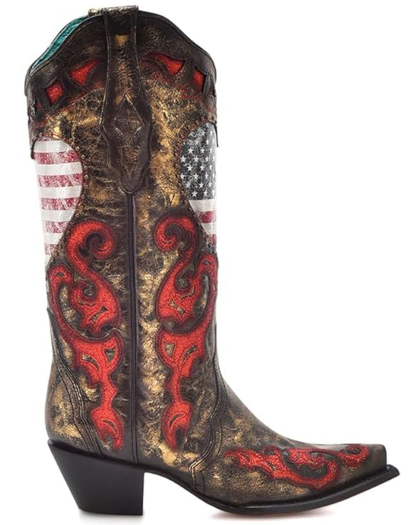 Corral Z5236 Women's USA Flag Heart Cowboy Boots Star & Stripes Free Shipping
