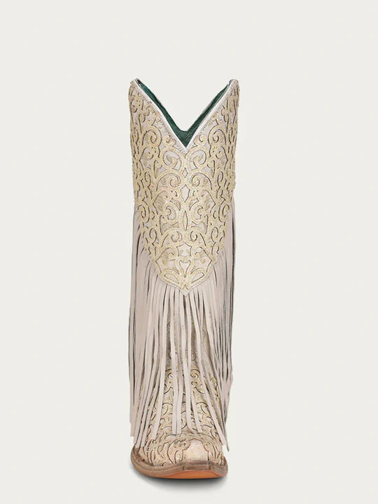 Corral Women's C3955 White Lamb Fringe Cowboy Boots SS23