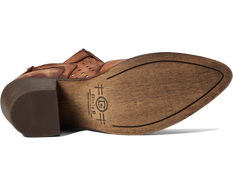 Circle G Q0221 LD Brown Cutout Strap Bootie SS25