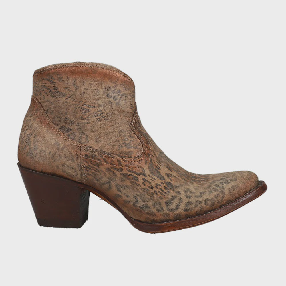 Corral Women's Leather Suede Ankle Bootie in Cheetah Style Leather A4468