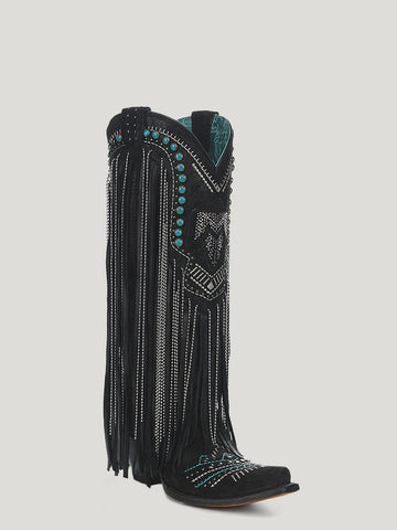 Corral Women's Black Cowboy Boots with Chrystals and Studs A4231 SS23