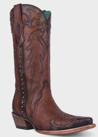 Corral Z0132 Women's Black and White Studs Cutout Cowboy Boots