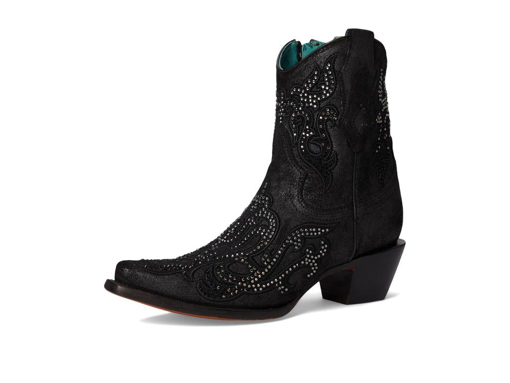 Corral C4106 Women's Black Silver & Crystals Ankle Boot with Zipper