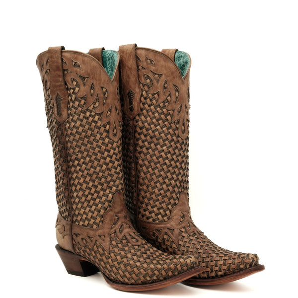 Corral Leather Laced Western Brown Women\'s cowboy cowgirl Boots R1217 Sz 6 1/2M CORRAL Women main image 4