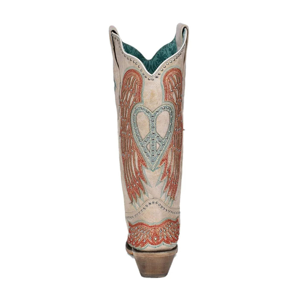 Corral Lady's Bone Heart & Wings Overlay & Embroidery & Studs Boots A4236