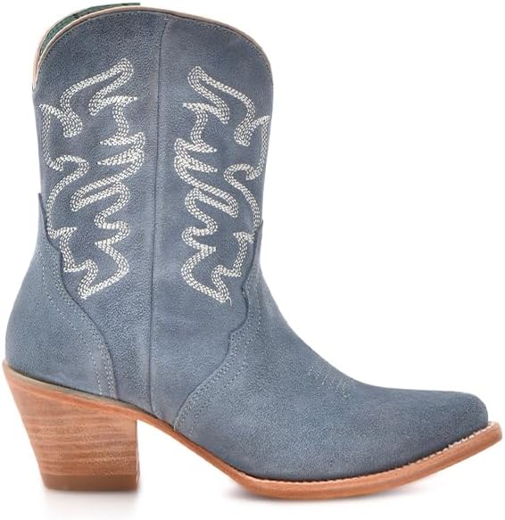 Corral Women's Blue Leather Ankle Boots with Zipper N0008