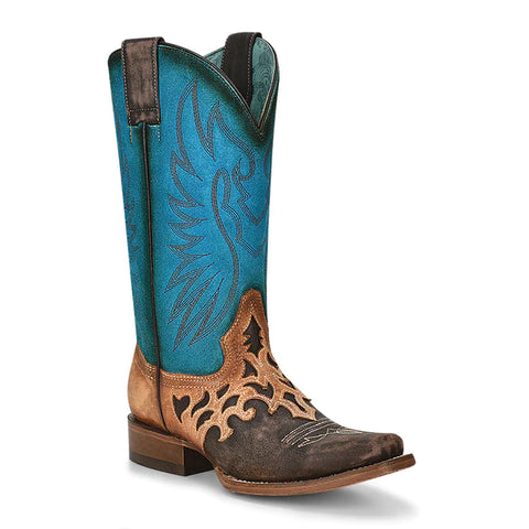 Corral Womens Boots C3972 Maple Embroidery with Studs Brown Tall Cowboy Boots