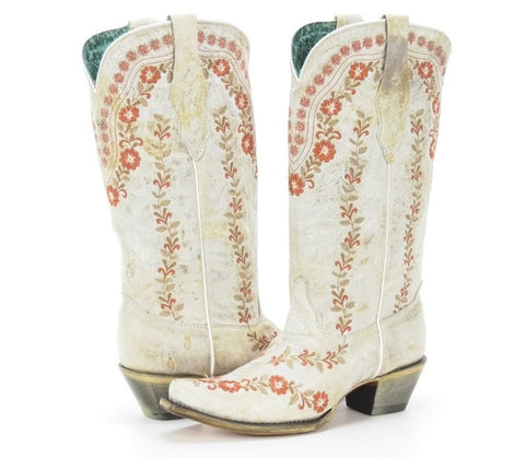 Corral A4483 Ladies Sand Embroidered Studs Square Toe Ligth brown Cowboy Boots