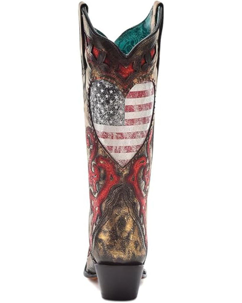 Corral Z5236 Women's USA Flag Heart Cowboy Boots Star & Stripes Free Shipping