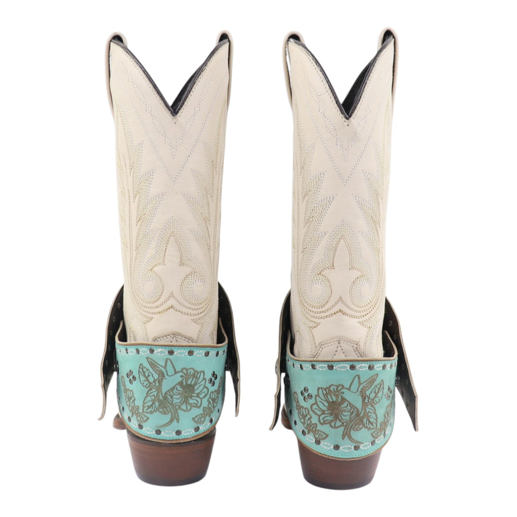 Cowboy Boot Accessories Boot Lassos Hummingbird in Aqua Blue Leather
