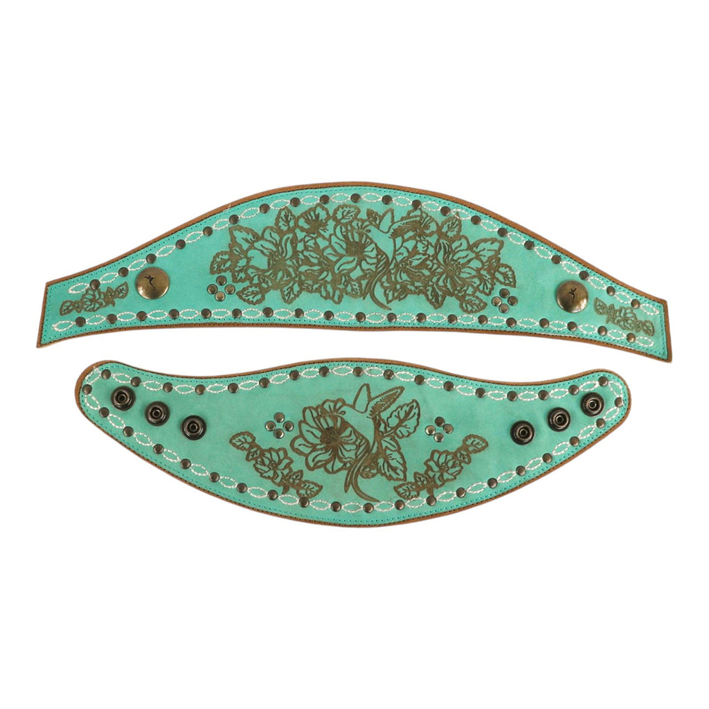 Cowboy Boot Accessories Boot Lassos Hummingbird in Aqua Blue Leather