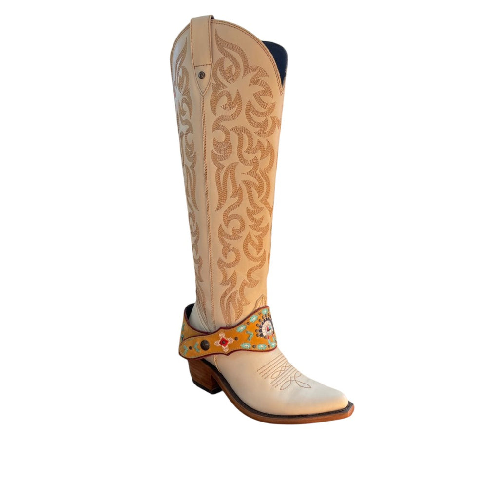 Cowboy Boot Accessories Leather Harness Boot Lassos Zuni Yellow Lucitano Miel-Boot Lassos