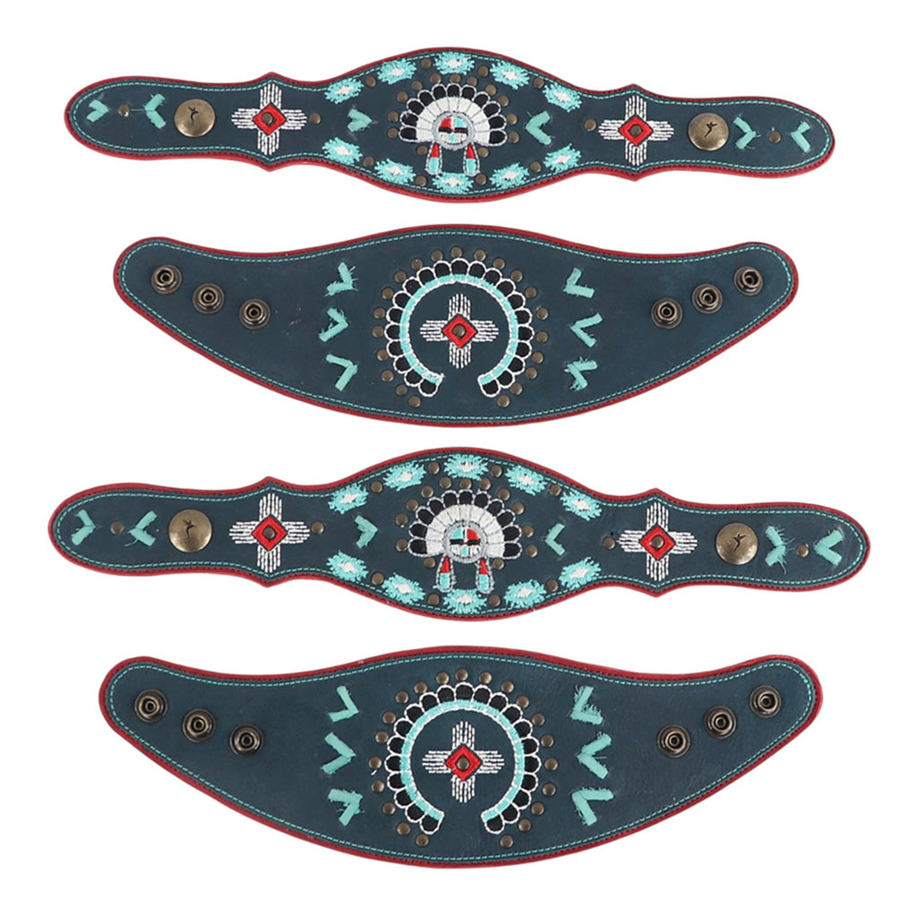 Cowboy Boot Accessories Leather Harness Boot Lassos Zuni Russian Blue