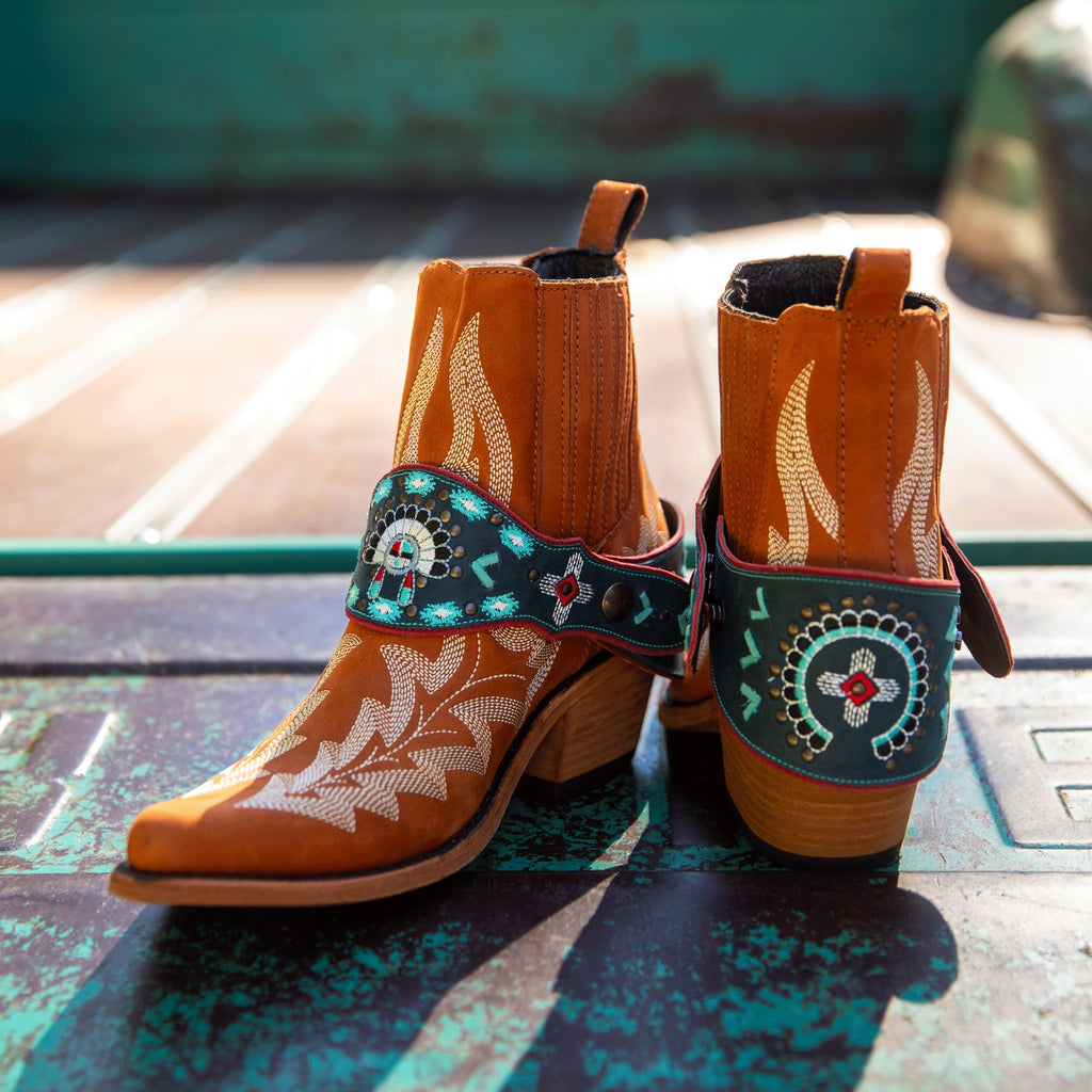 Cowboy Boot Accessories Leather Harness Boot Lassos Zuni Russian Blue