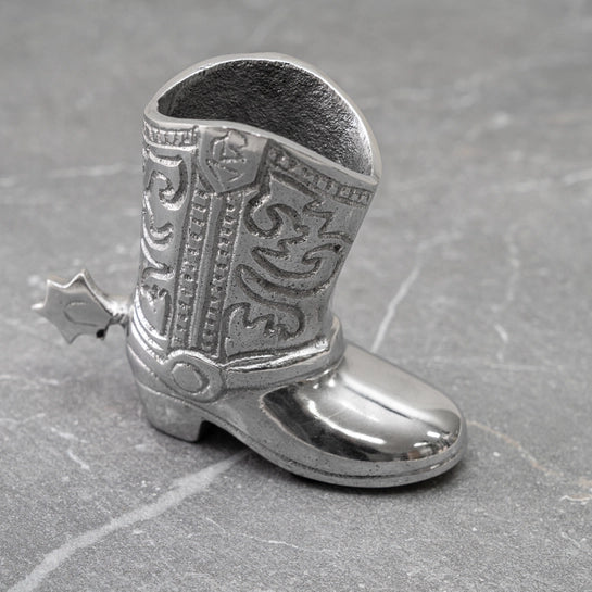 Cowboy Boot Pen Holder Nickel Etched Western Style Gift Idea 71393