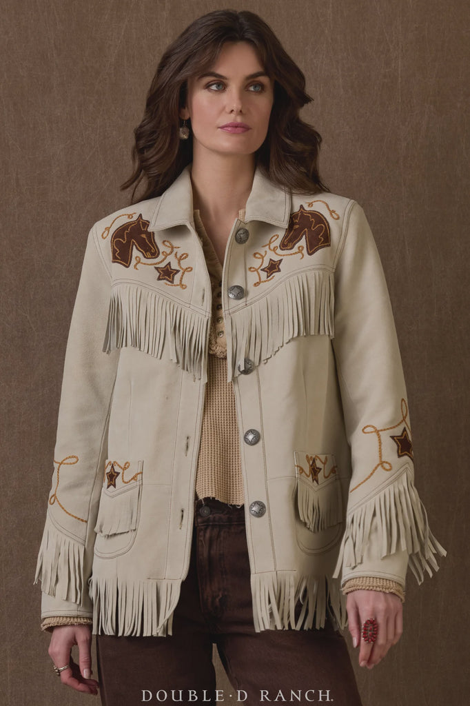 Double D Ranch Women's Leather Jacket in Bone Jimmy Jack C3424 - Saratoga Saddlery & International Boutiques