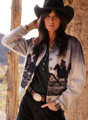 Double D Ranch Wild Like the West Women's Tee in Peach of the Billy The Kid Collection