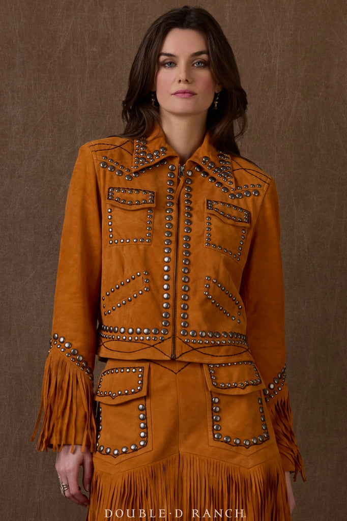 Double D Ranch Fringin Around Leather Skirt in Amber S1828