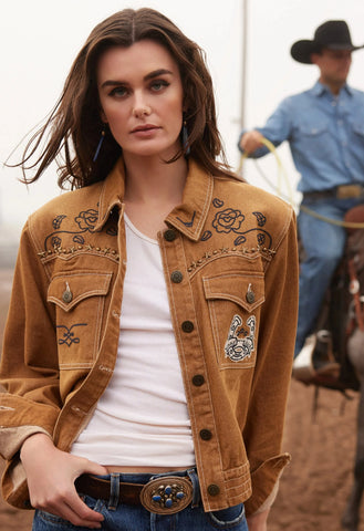 Scully L1069 Women's Leather Western Fringe Jacket in Cognac SS23
