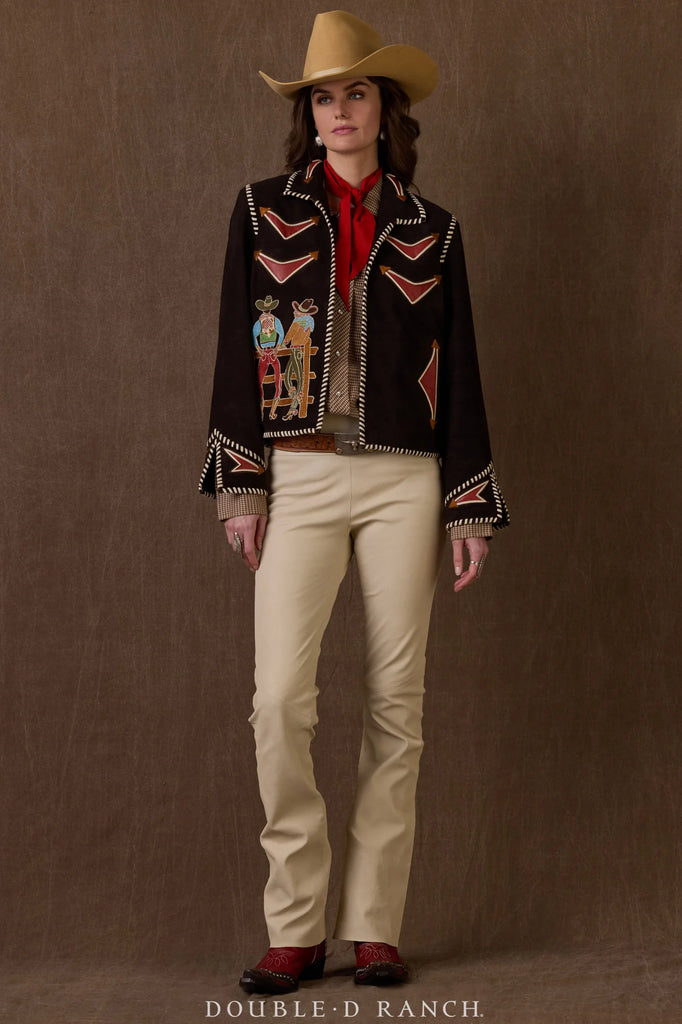 Double D Ranch Leather Suede Jacket Long Tall Texan Bronco Design C3427