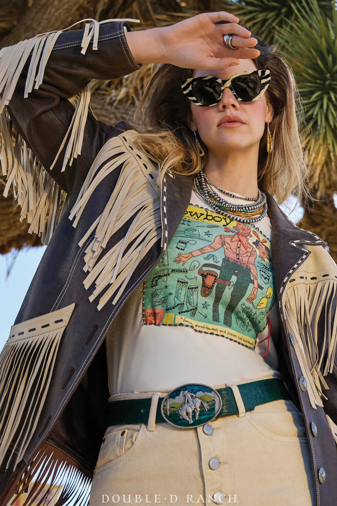 Double D Ranch Women's Tee Shirt Long Sleeve Cowboy Starter Kit T4102