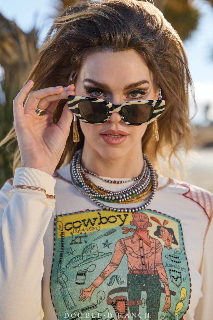 Double D Ranch Women's Tee Shirt Long Sleeve Cowboy Starter Kit T4102