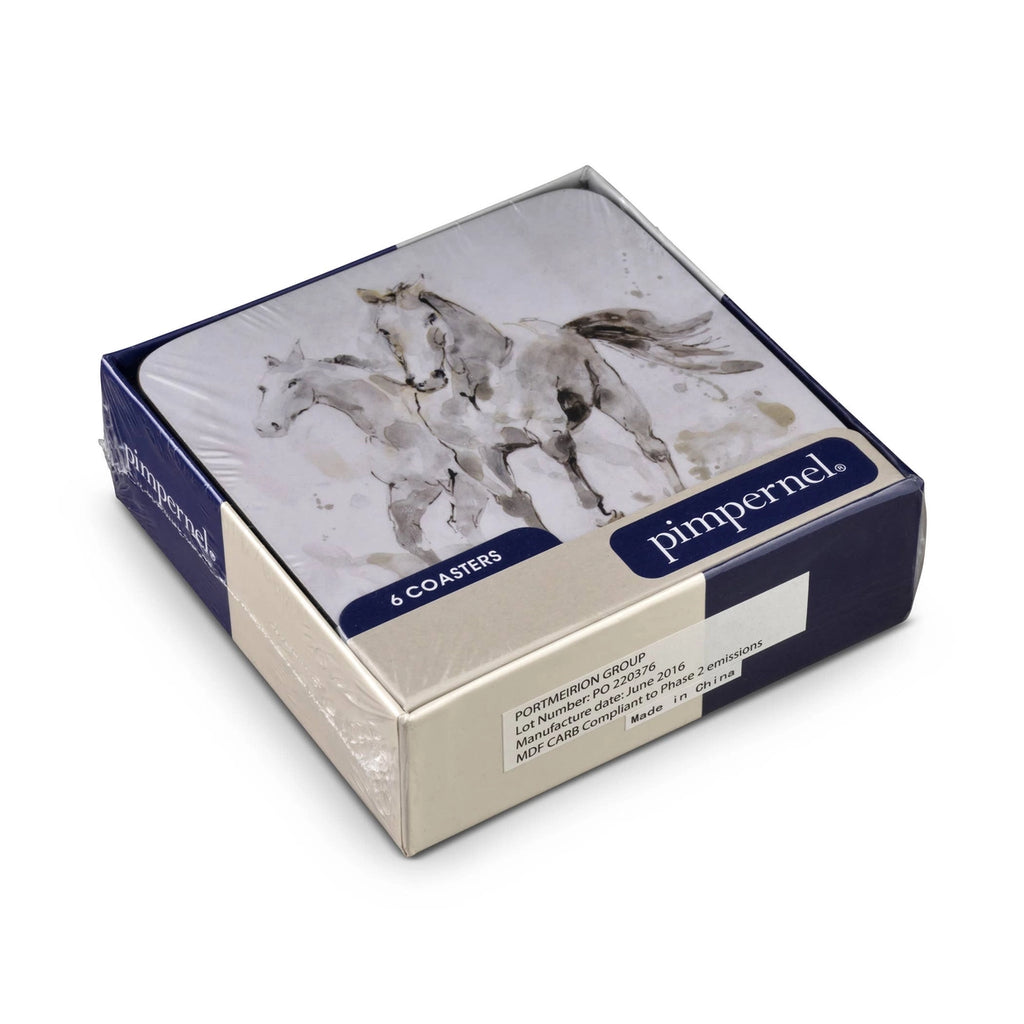 Spirited Horses Wine Coasters Set of 6 Equestrian Home Style