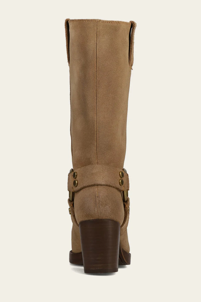Women's Frye Jean Harness Leather Biker Style Boots in Brown On Sale