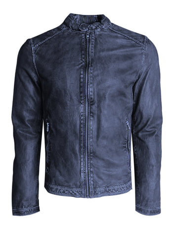 Missani Men's Brown Antique Lamb Leather Jacket 392530