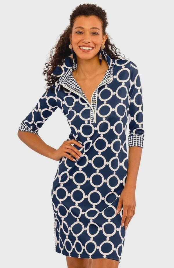Gretchen Scott Everywhere Dress Dip & Dots Navy White SS24
