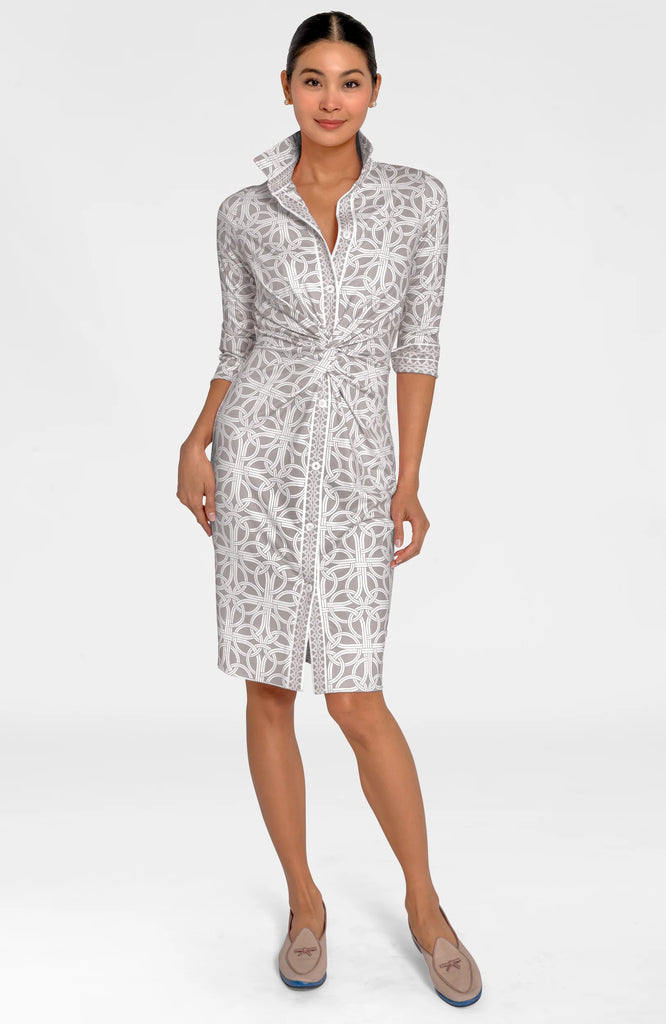 Gretchen Scott Twist & Shout Dress Khaki Ring Toss JDTSRT