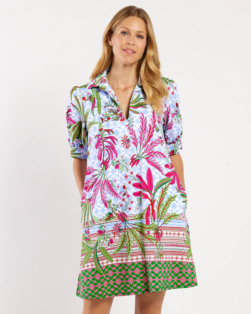 Emerson Womens Summer Dress Palm Royal White 101353 | Jude Connally