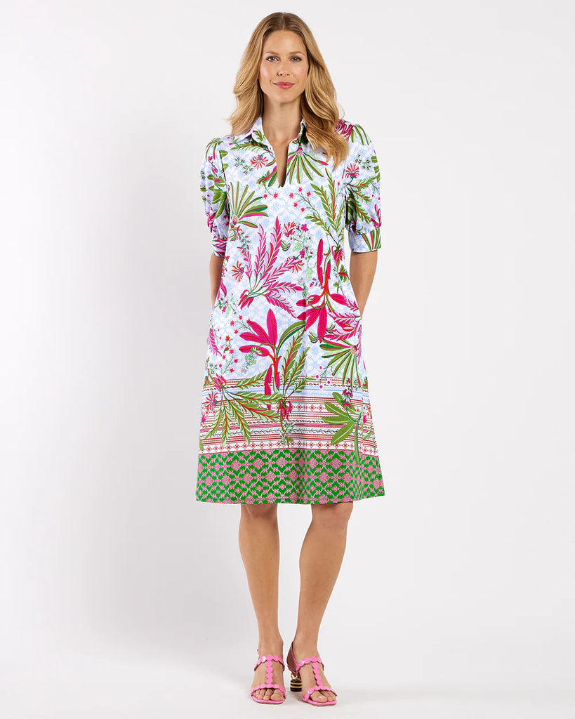 Emerson Womens Summer Dress Palm Royal White 101353 | Jude Connally