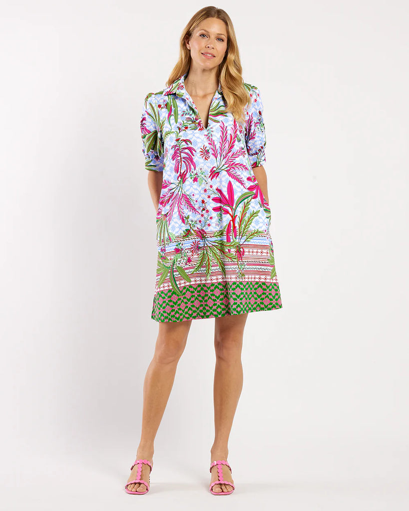 Emerson Womens Summer Dress Palm Royal White 101353 | Jude Connally