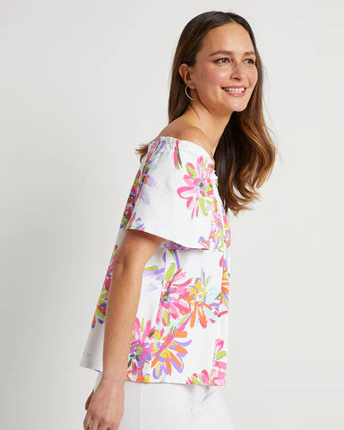 Pink & White Women's Summer Top Jude Connally in Floral White