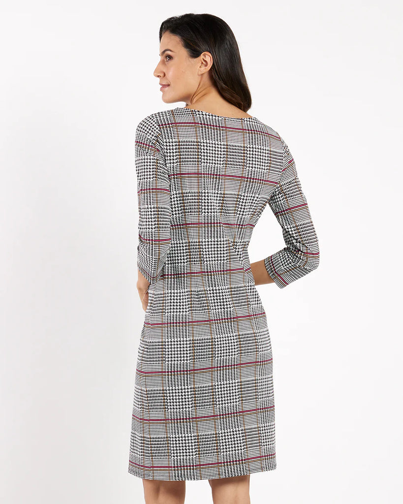 Jude Connally Sabine Dress – Glen Plaid Black English Country Shift Dress ON SALE